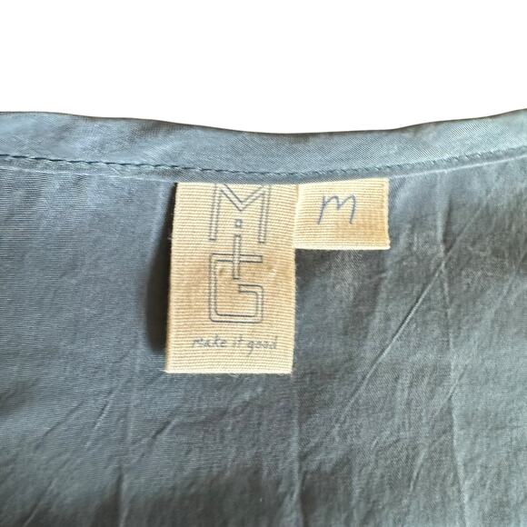 MAKE IT GOOD Blue Patterned Cupro Slip Tank Dress Women's Size Medium USA Made - Picture 4 of 7